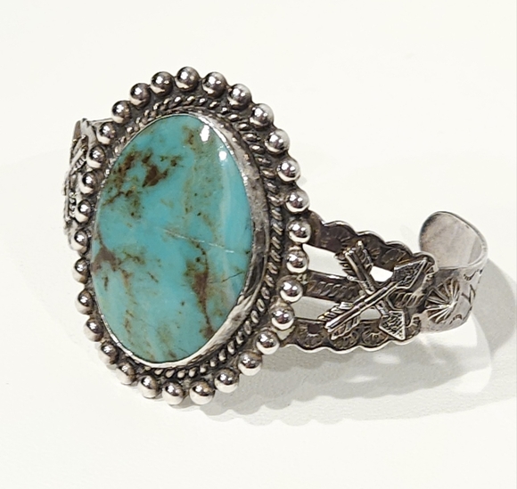 Vintage Southwestern Turquoise Sterling Silver Cuff Bracelet Pacific Jewelry Co - Picture 5 of 16